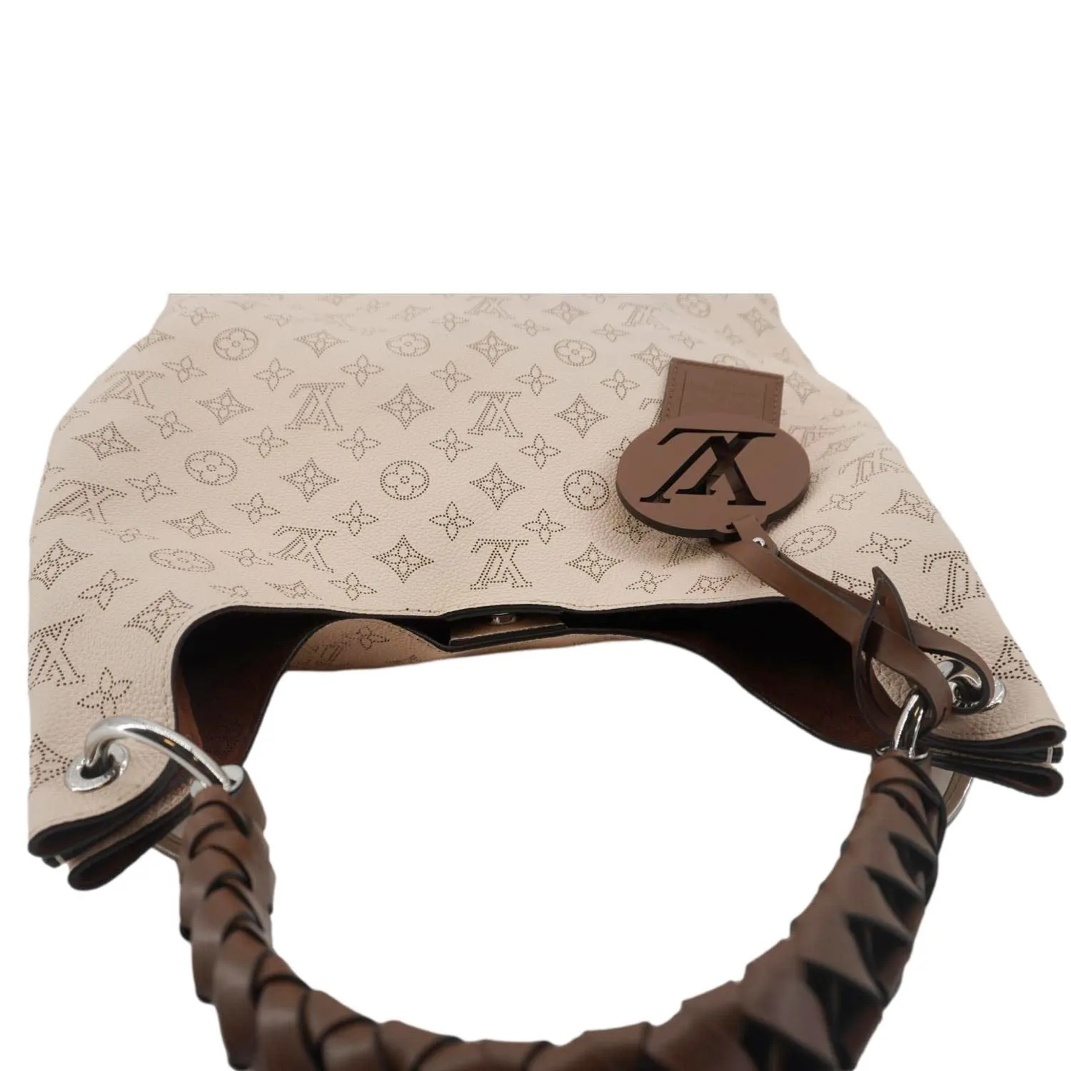 LOUIS VUITTON Carmel Mahina Leather Hobo Bag Cream