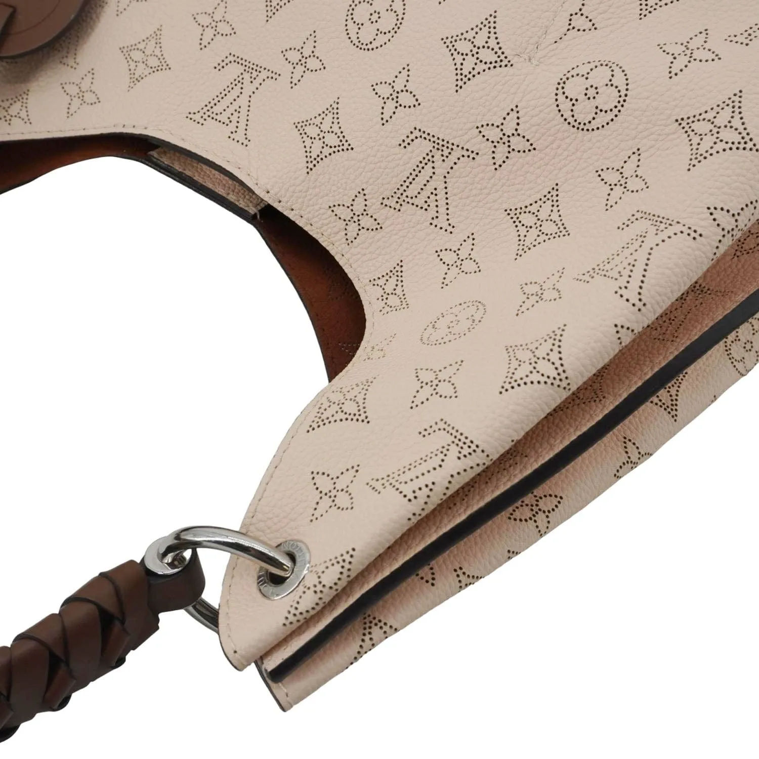LOUIS VUITTON Carmel Mahina Leather Hobo Bag Cream