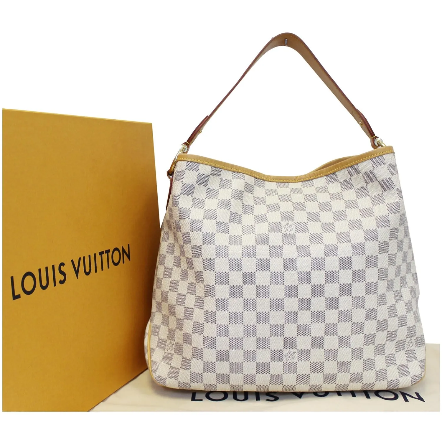 LOUIS VUITTON Delightful MM NM Damier Azur Hobo Shoulder Bag White