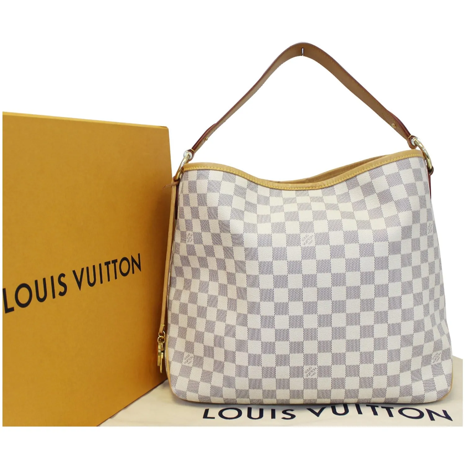LOUIS VUITTON Delightful MM NM Damier Azur Hobo Shoulder Bag White