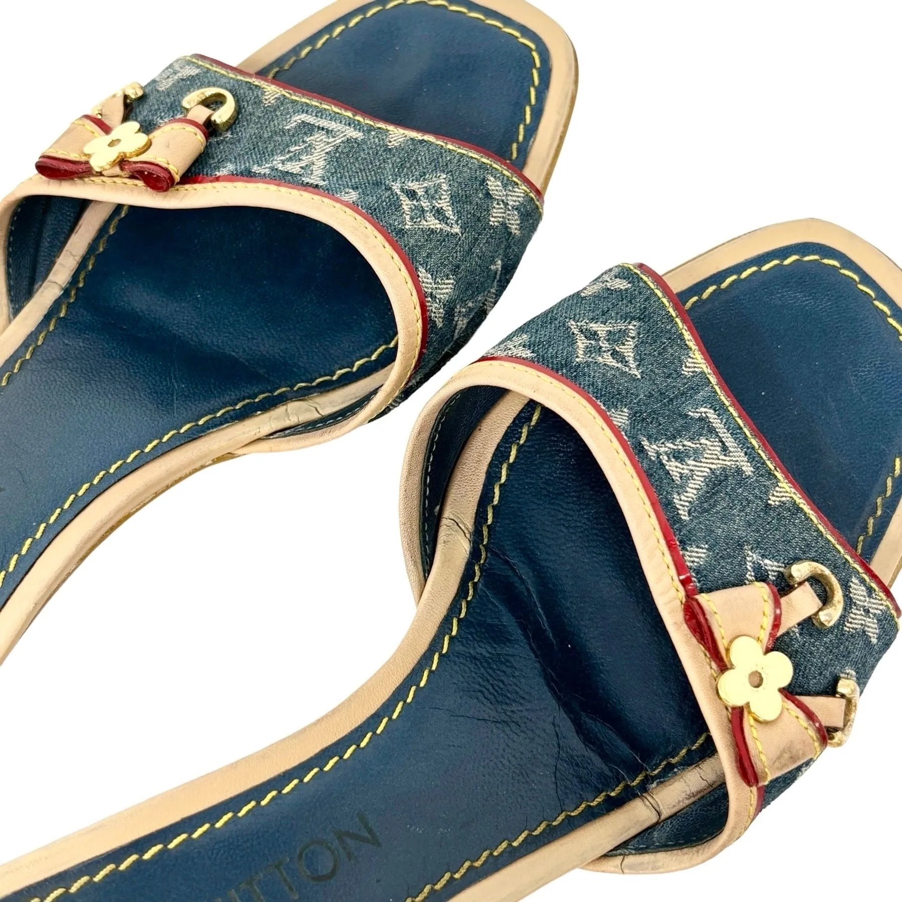 Louis Vuitton Denim Kitten Heels-37.5