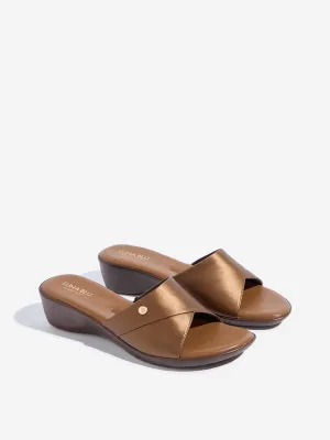 LUNA BLU Brown Peep Toe Heel Sandals