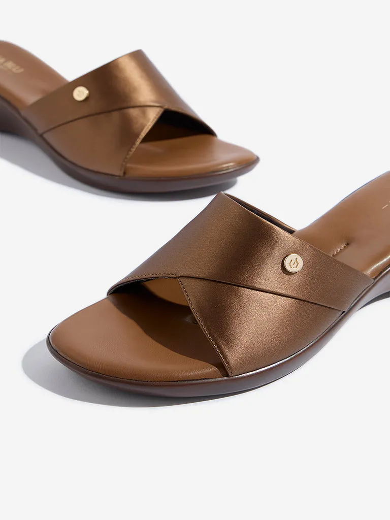 LUNA BLU Brown Peep Toe Heel Sandals