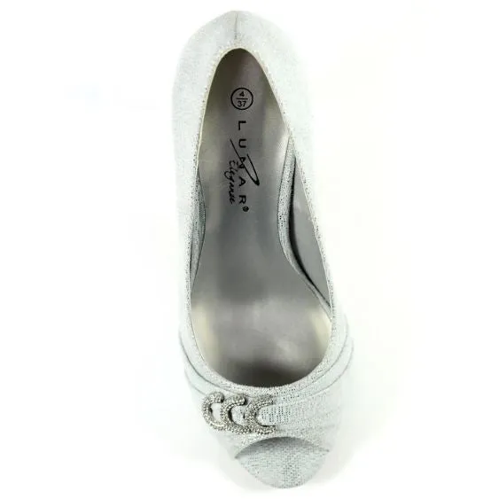 Lunar " Lyla" Silver Peep Toe Court Shoe