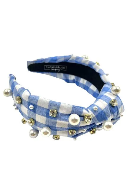 Luxury Gingham Headbands Hand Sewn Embellishments