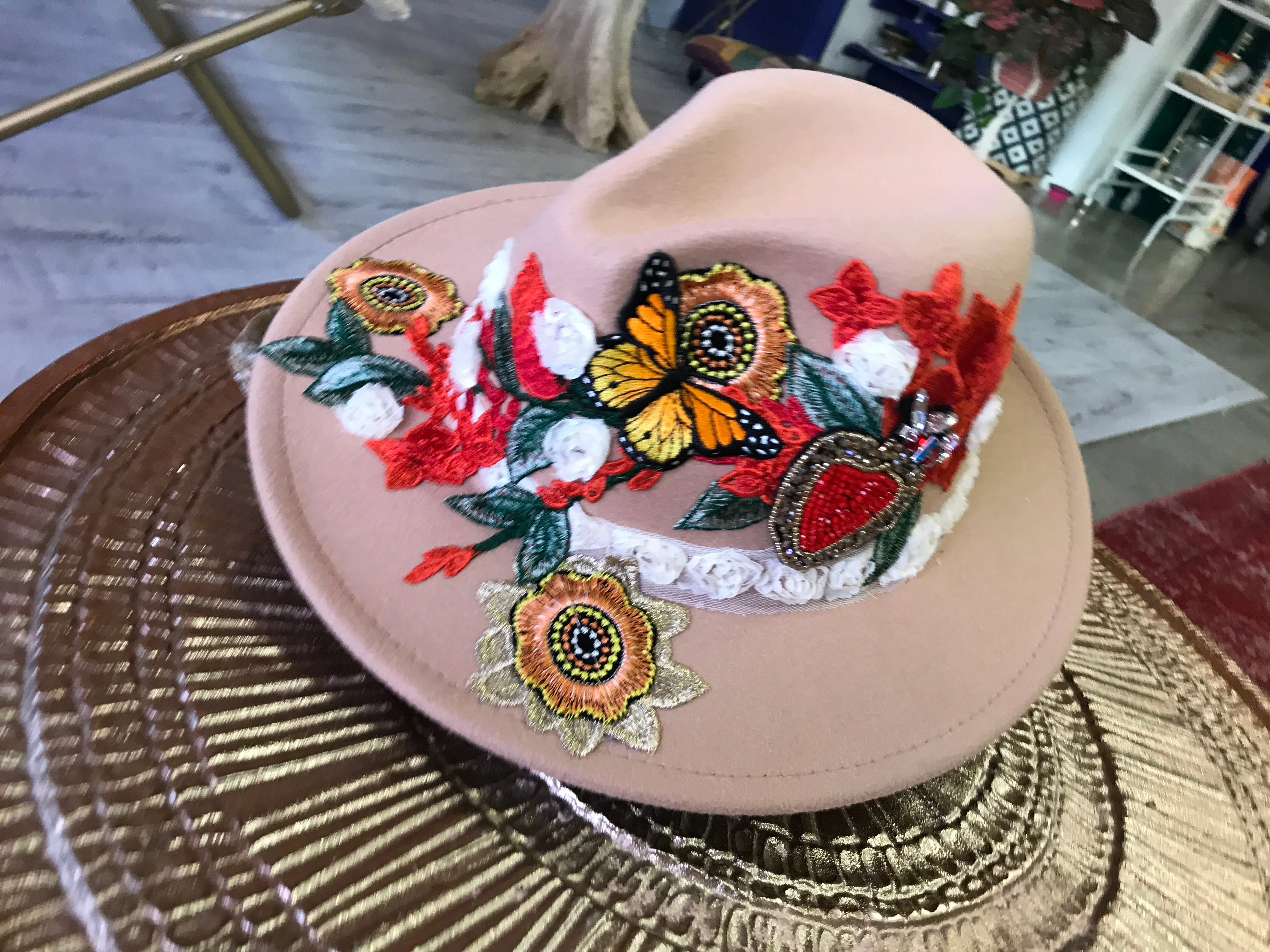 Mad Hatter Butterflies COLLAGE ART HAT