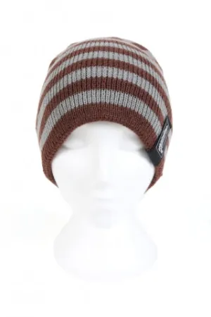 MAINLINE BEANIE BROWN & GREY STRIPED