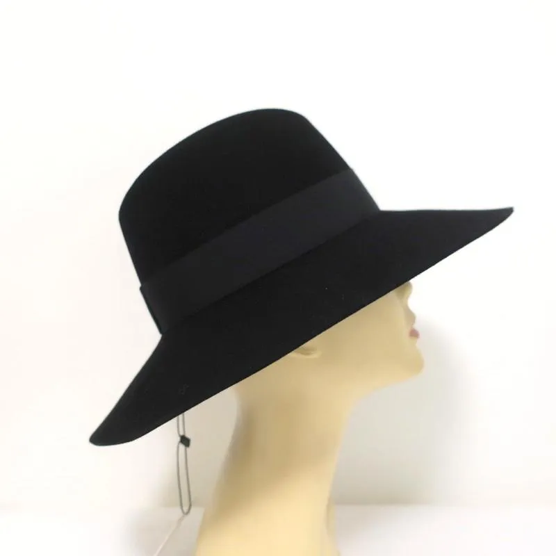 Maison Michel Kate Fedora Hat Black Grosgrain-Trim Felt Size Small NEW