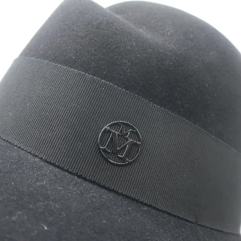 Maison Michel Virginie Fedora Hat Black Wool Felt Size Small