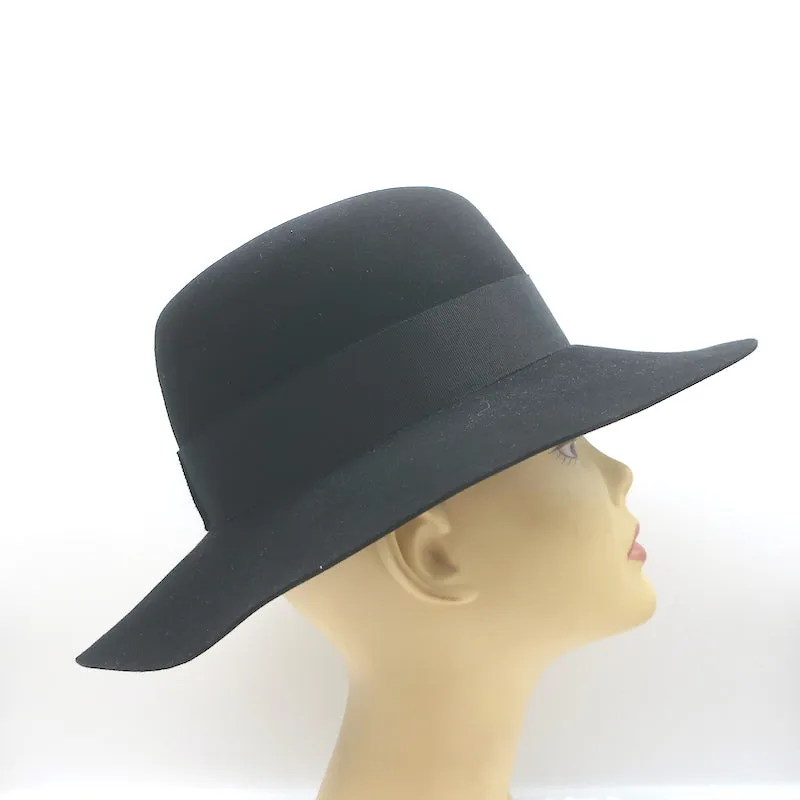 Maison Michel Virginie Fedora Hat Black Wool Felt Size Small