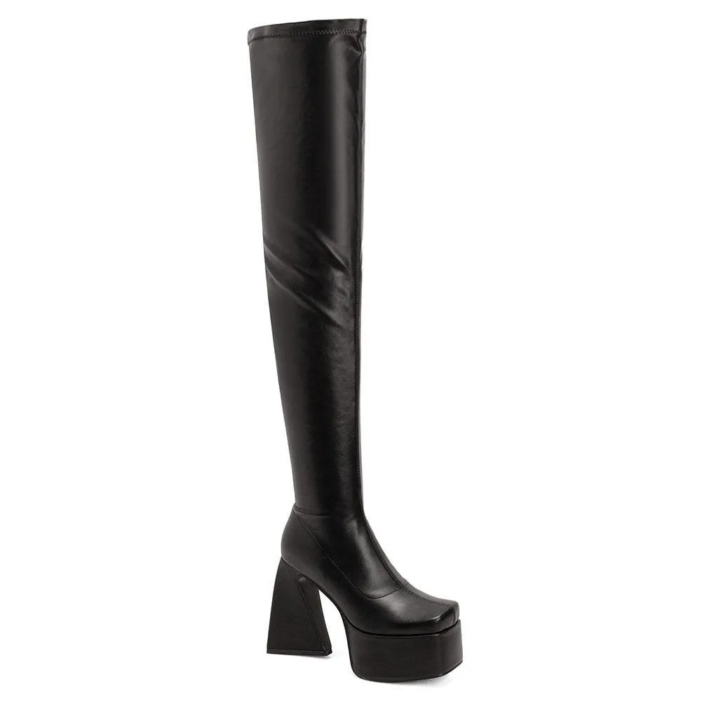 Make a Bold Statement with Our Block Heels Platform Gothic Over The Knee Boots with High Heels