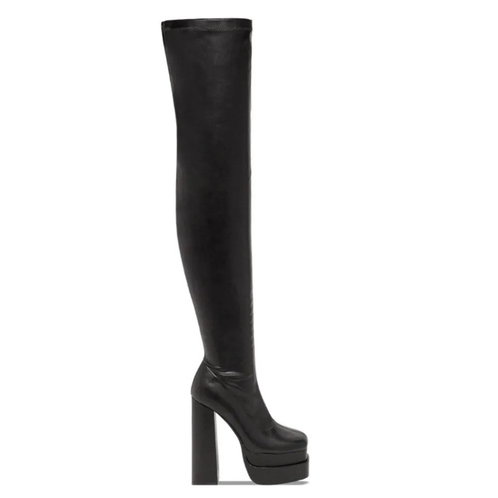 Make a Bold Statement with Our Block Heels Platform Gothic Over The Knee Boots with High Heels