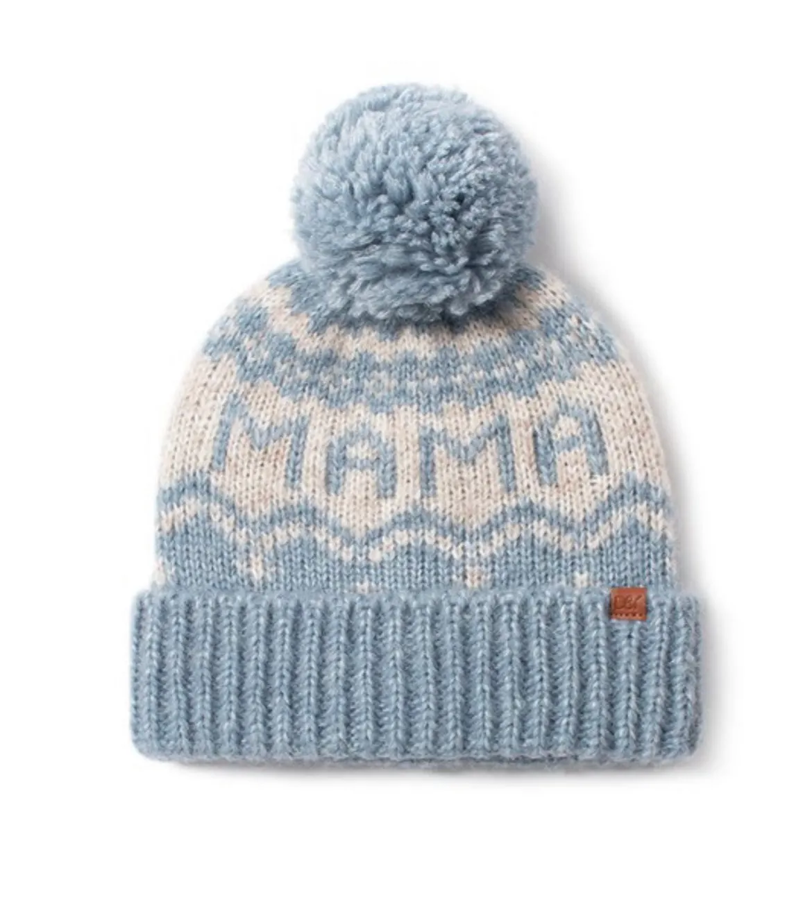 Mama Jacquard Knit Pom Beanie