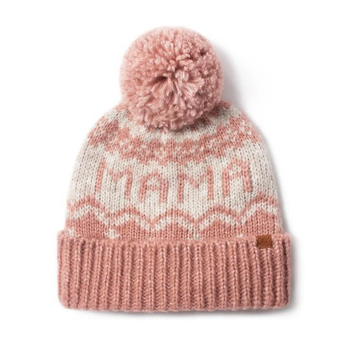 Mama Jacquard Knit Pom Beanie