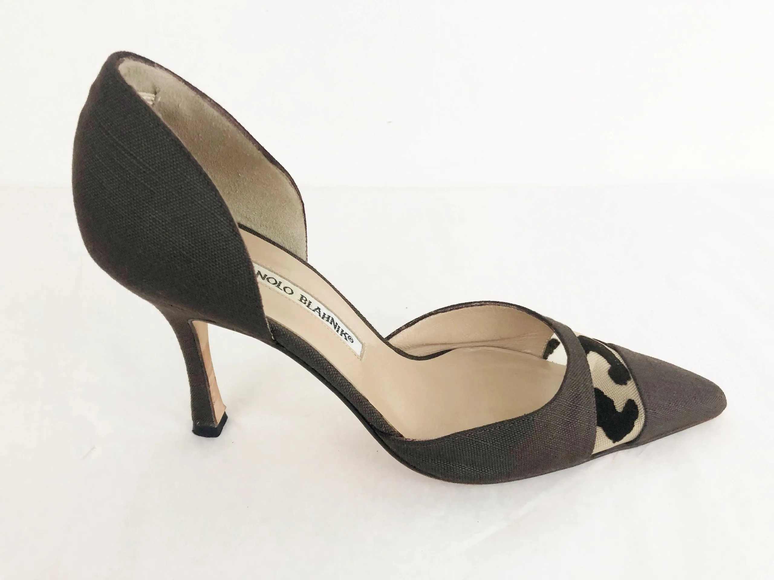 Manolo Blahnik Linen D'Orsay Size 7