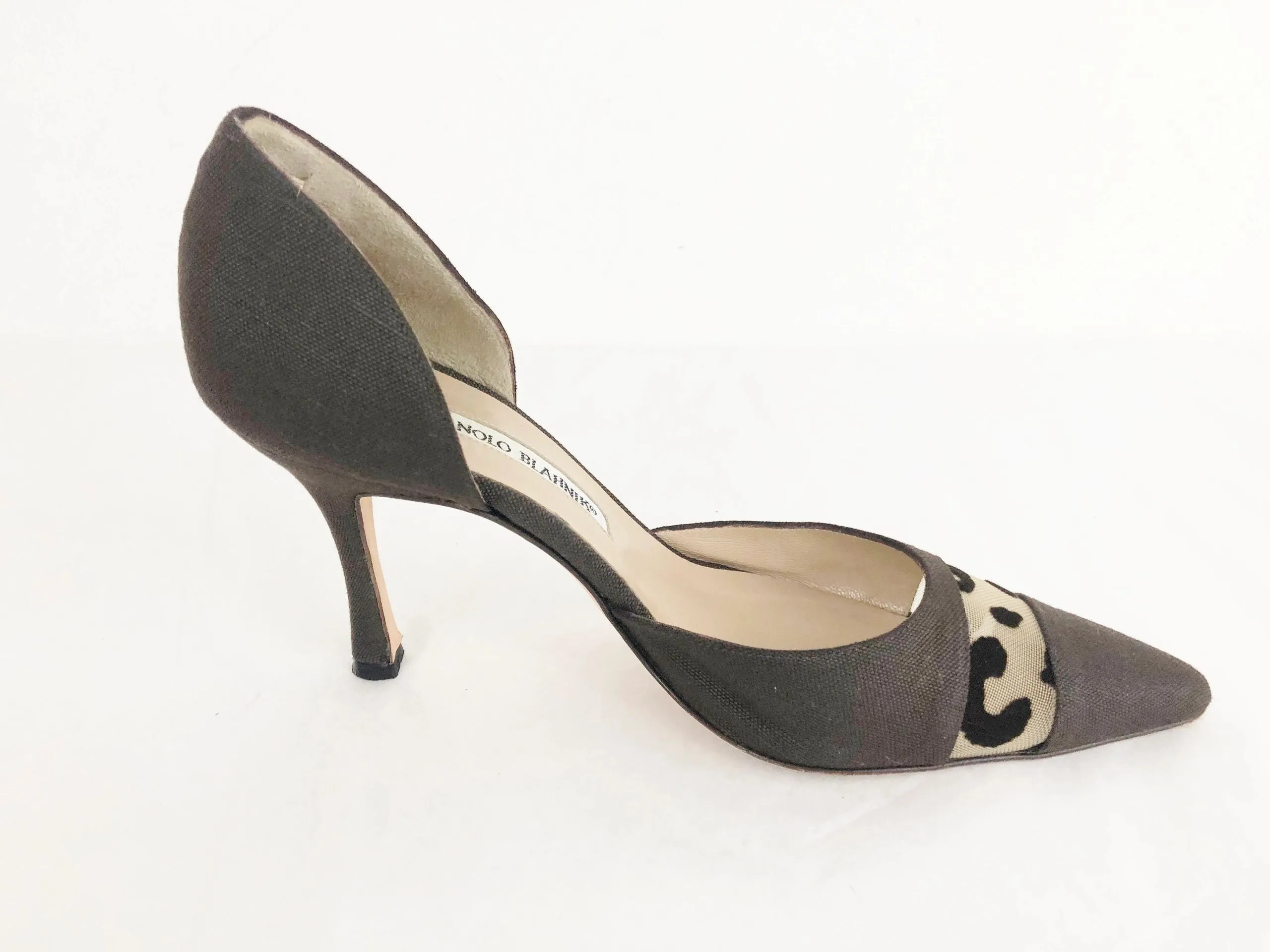 Manolo Blahnik Linen D'Orsay Size 7