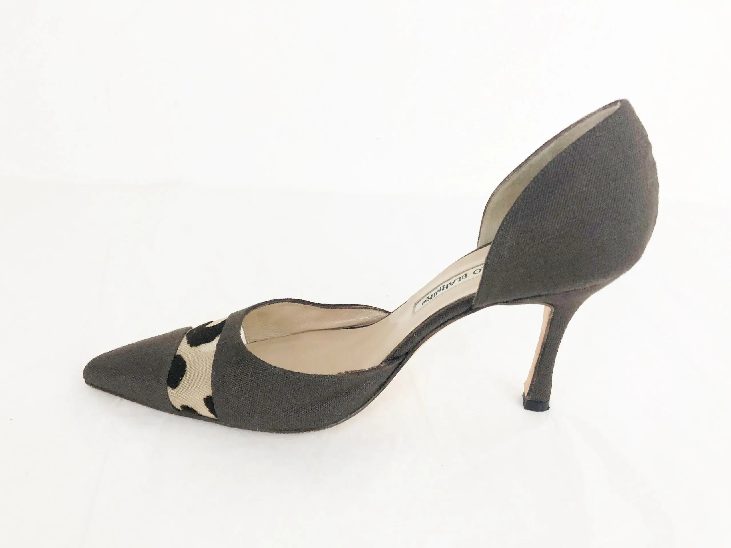 Manolo Blahnik Linen D'Orsay Size 7