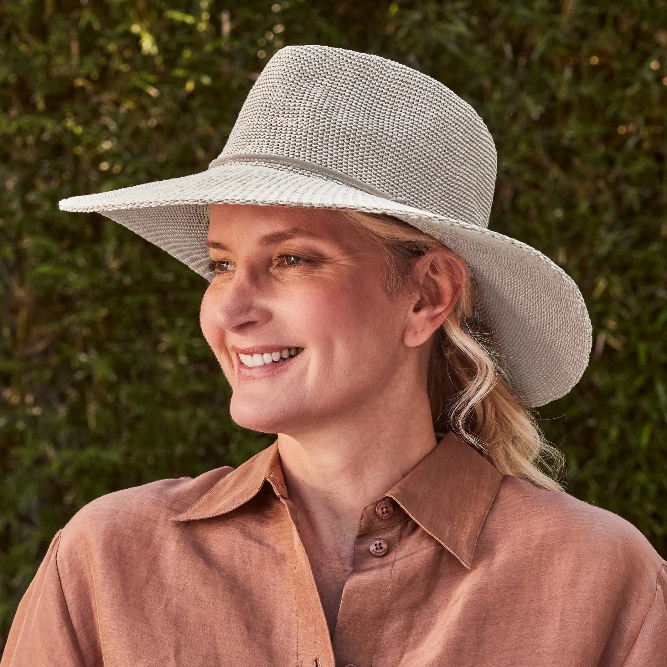 Marie Wide Brim Fedora Hat - Stone