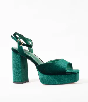 Megan green velvet peeptoe platform