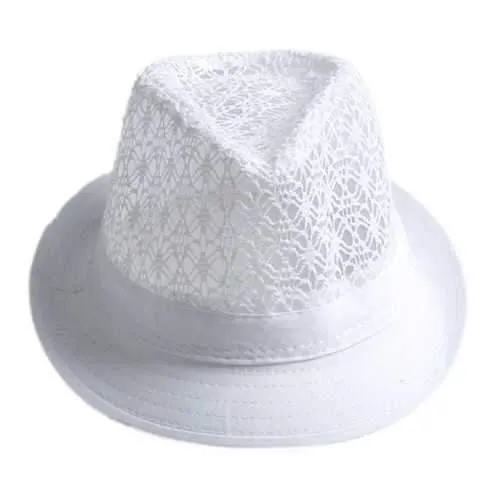 Men Women Wide Brim Fedora Jazz Hat Hollow Top Summer Beach Cap Jazz Gentleman Hats