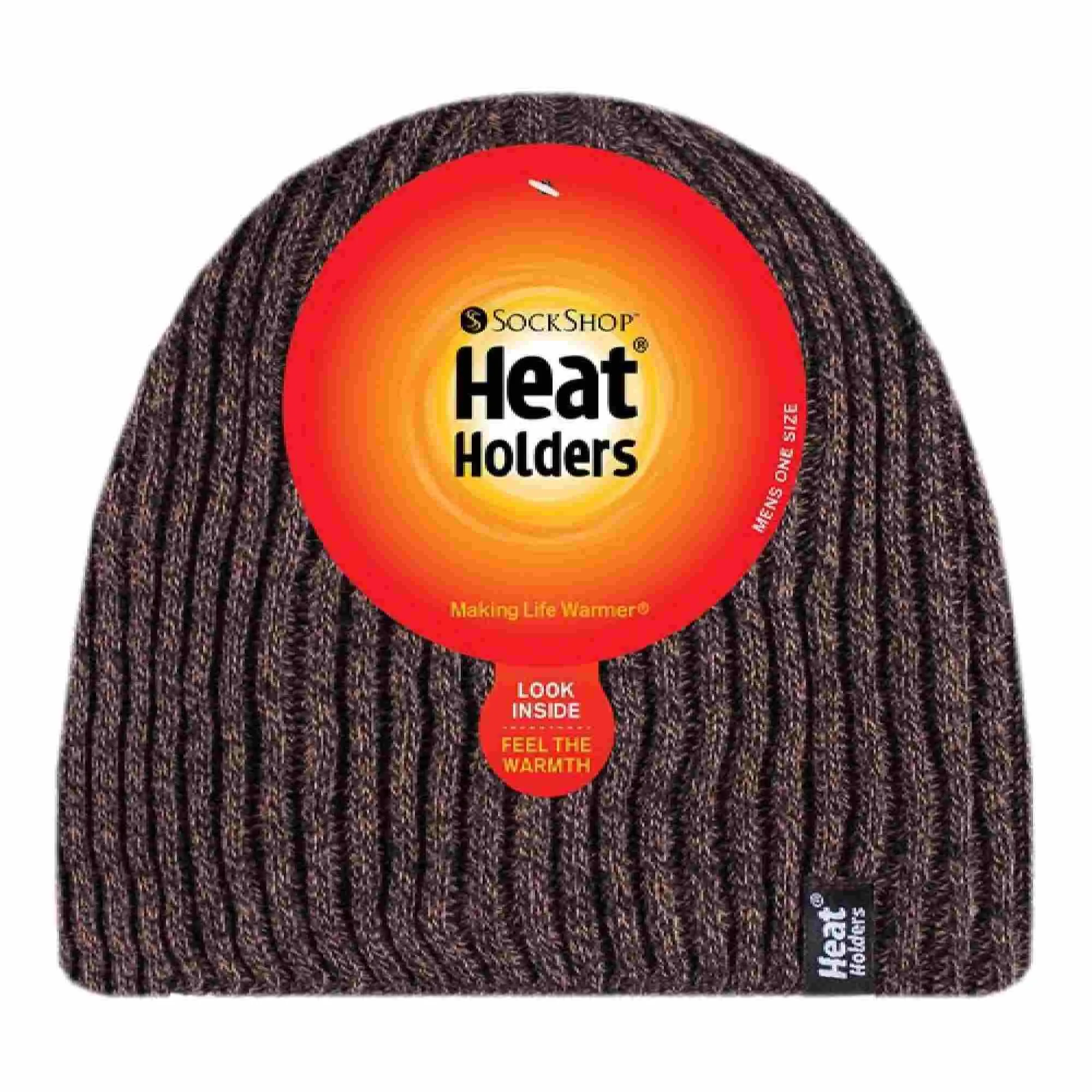 Mens Soft Fleece Lined Thermal Ribbed Beanie Hat