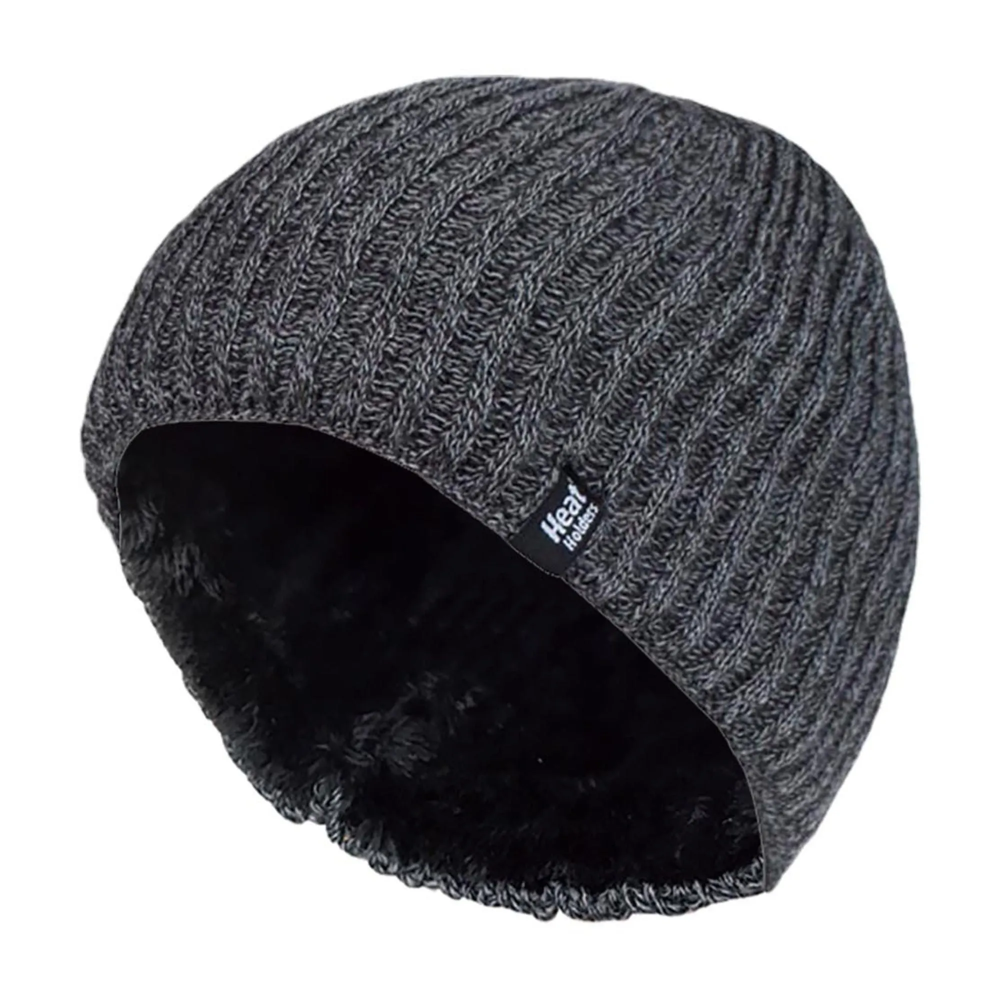 Mens Soft Fleece Lined Thermal Ribbed Beanie Hat