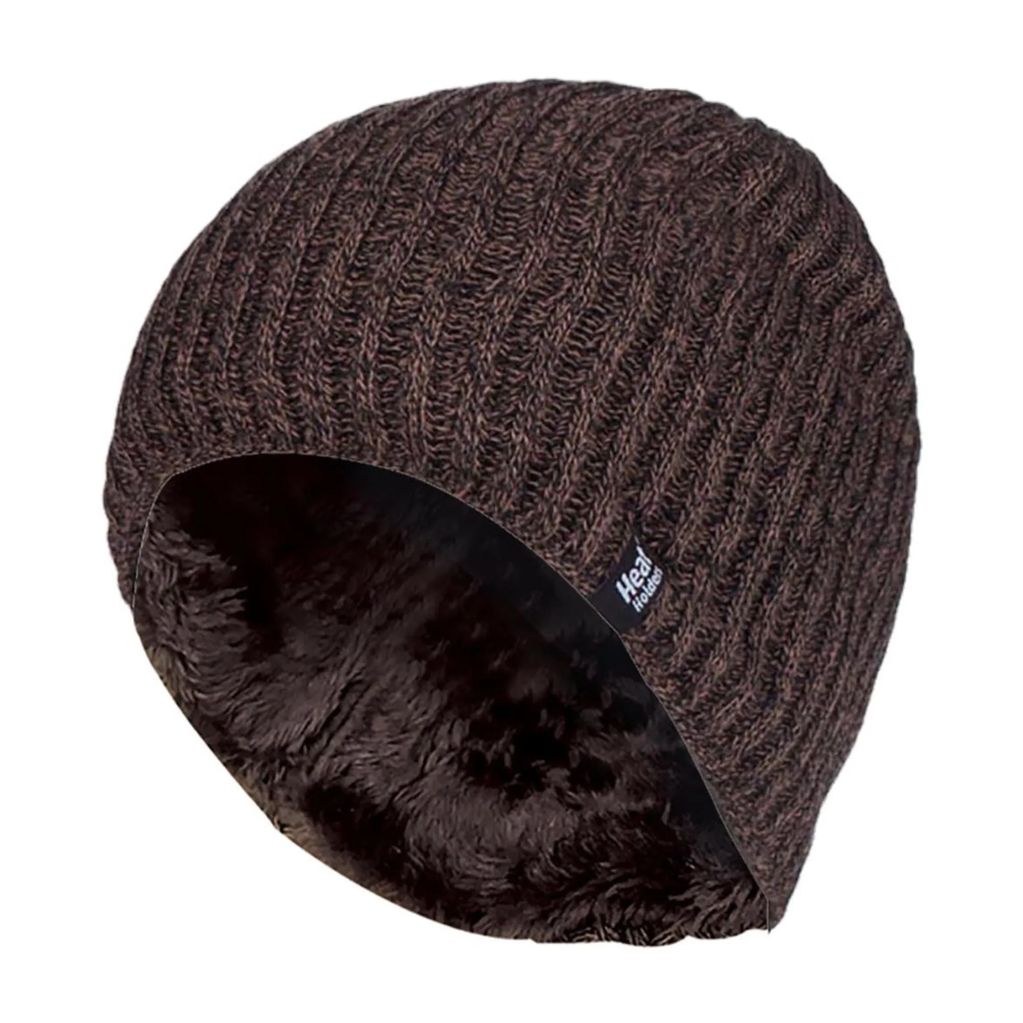 Mens Soft Fleece Lined Thermal Ribbed Beanie Hat