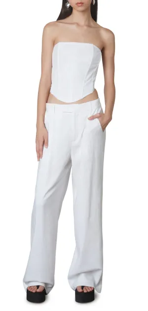 Mid Rise Wide Leg Linen Trousers