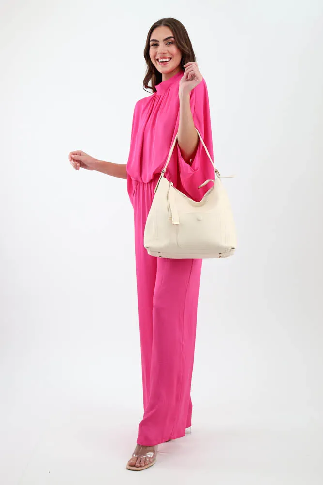 Modern Hobo Bag - Beige