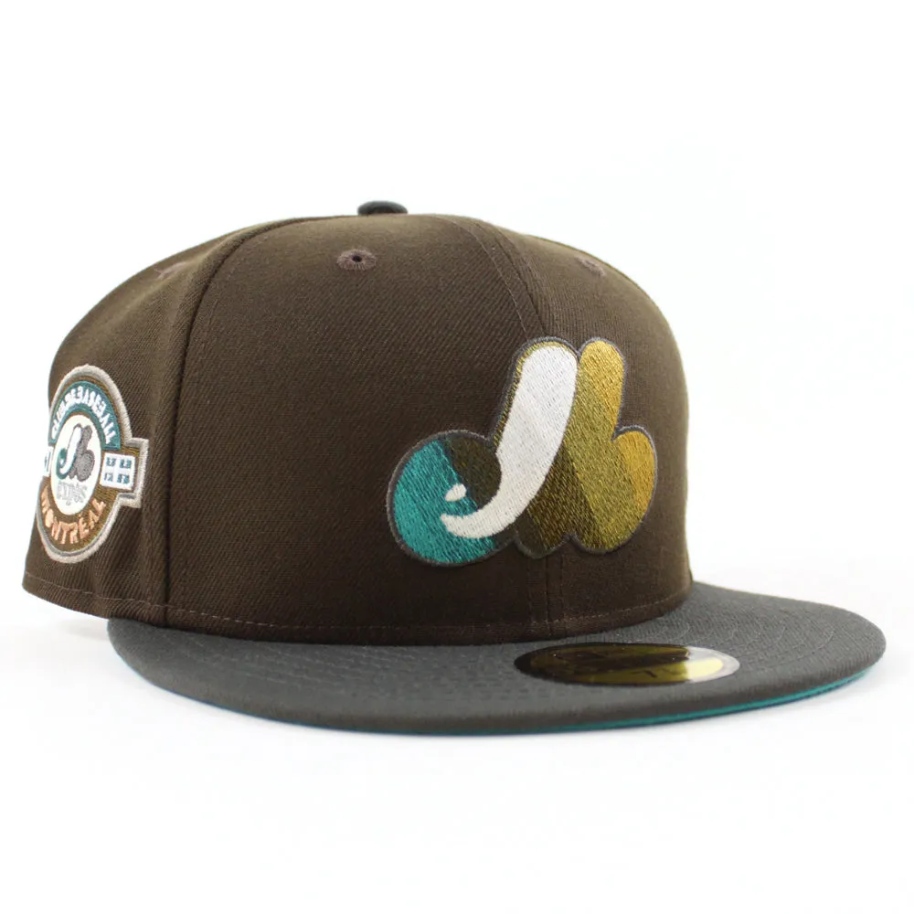 Montreal Expos Club De BaseBall Montreal New Era Fitted 59Fifty Hat (Walnut Pewter and Pine Needle Under Brim)