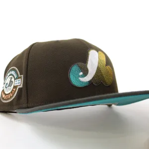 Montreal Expos Club De BaseBall Montreal New Era Fitted 59Fifty Hat (Walnut Pewter and Pine Needle Under Brim)