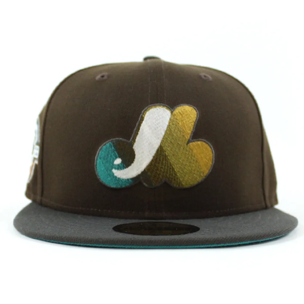 Montreal Expos Club De BaseBall Montreal New Era Fitted 59Fifty Hat (Walnut Pewter and Pine Needle Under Brim)