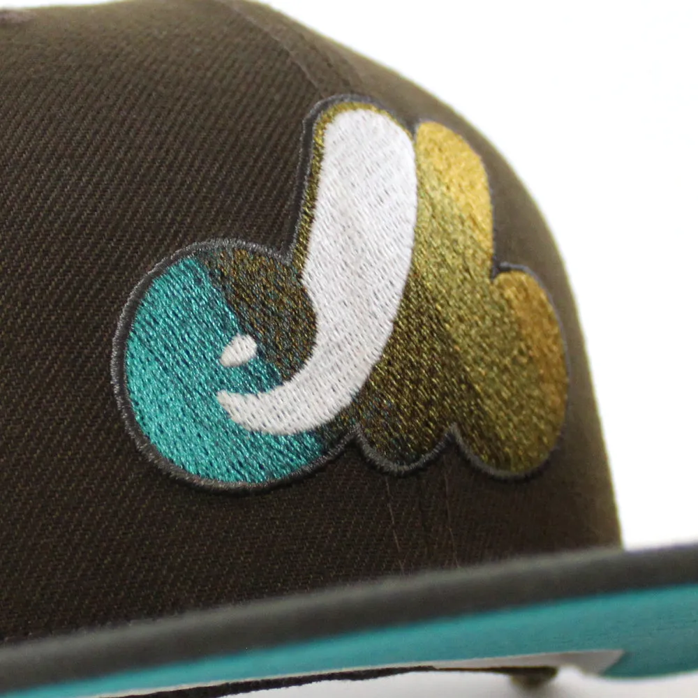 Montreal Expos Club De BaseBall Montreal New Era Fitted 59Fifty Hat (Walnut Pewter and Pine Needle Under Brim)