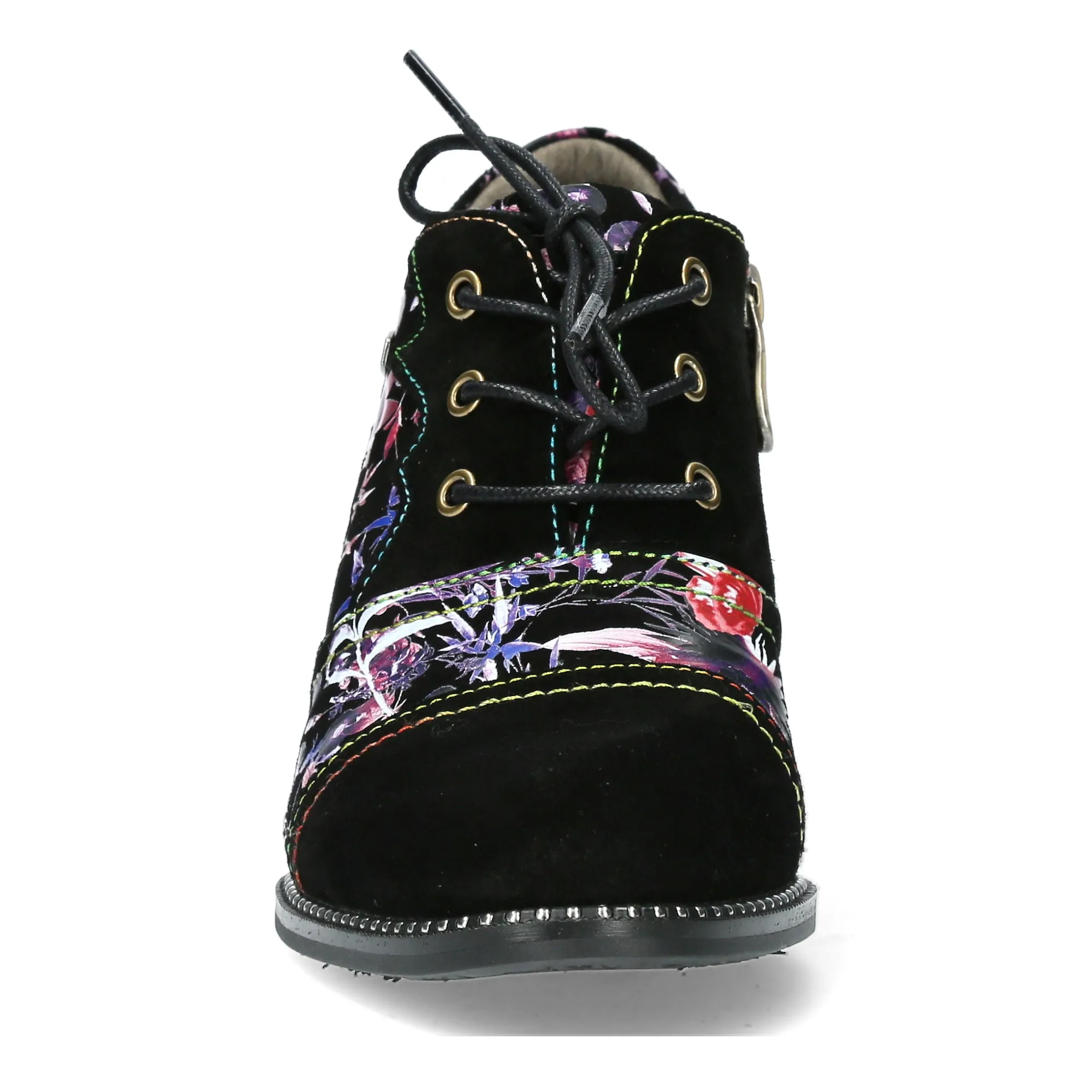 Mystic Purple Floral Vintage Style Block Shoes Alcizeeo 221