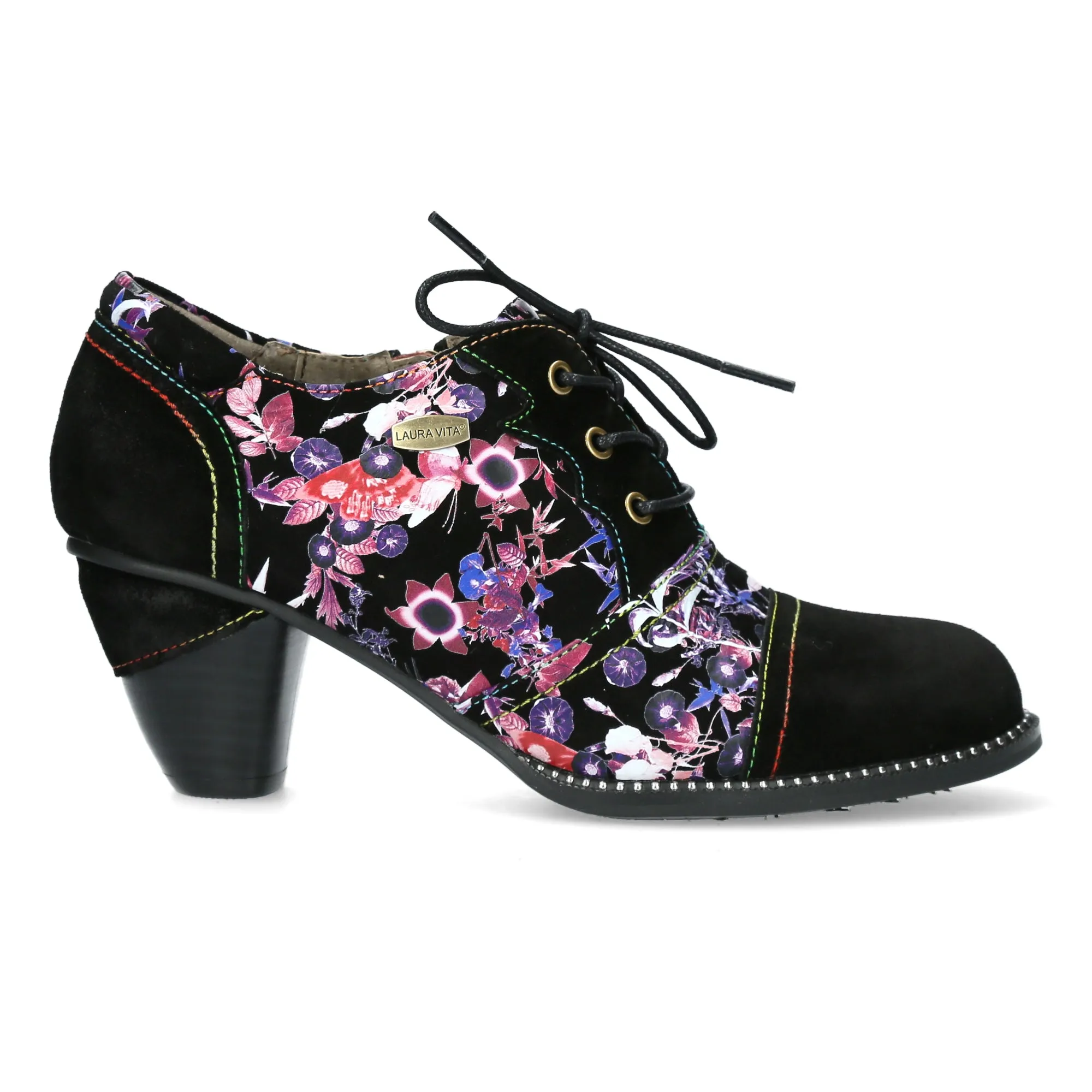Mystic Purple Floral Vintage Style Block Shoes Alcizeeo 221