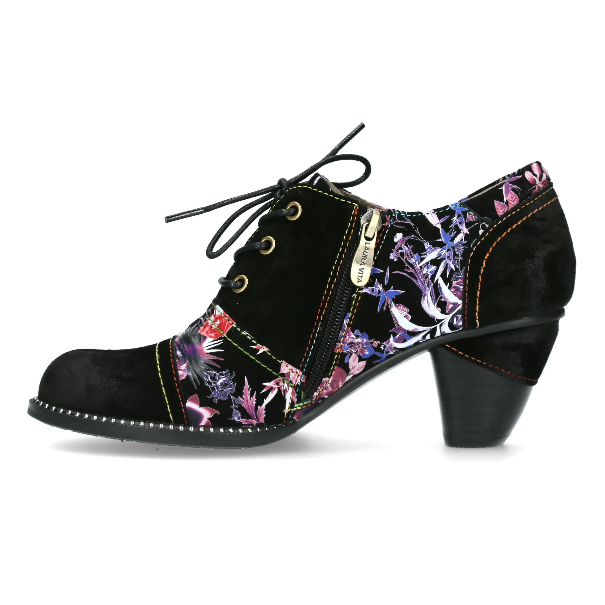Mystic Purple Floral Vintage Style Block Shoes Alcizeeo 221