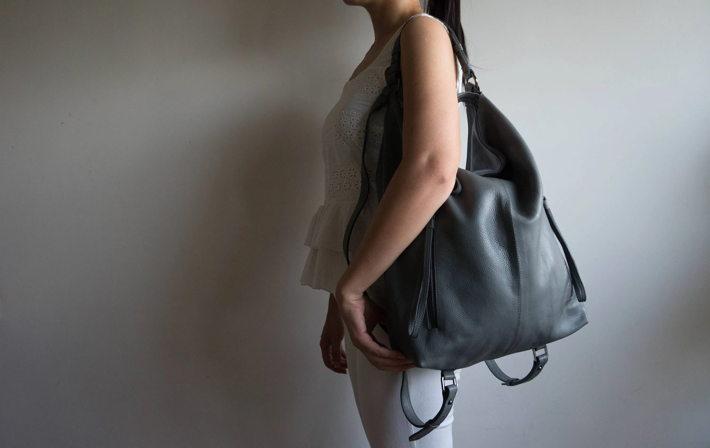 Neve Hobo Convertible Tote in Grey