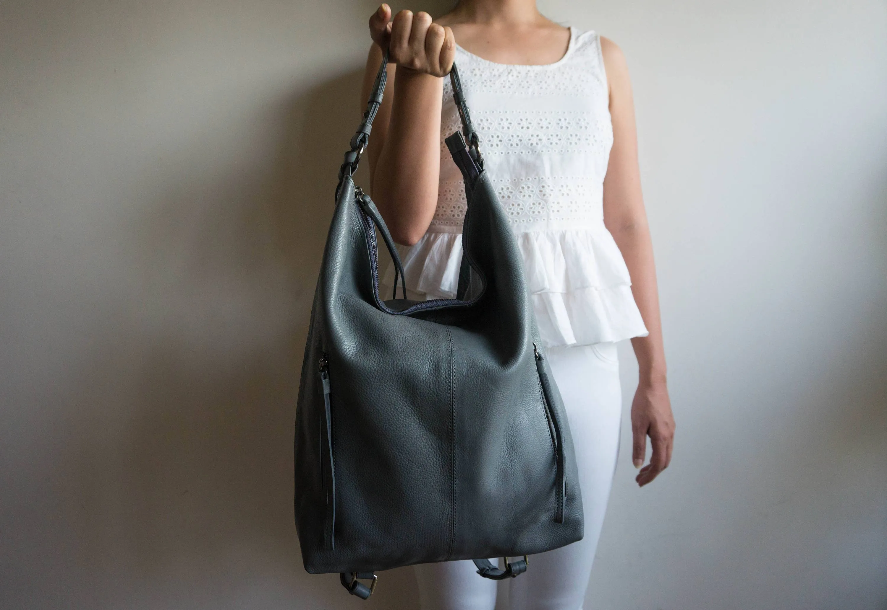 Neve Hobo Convertible Tote in Grey