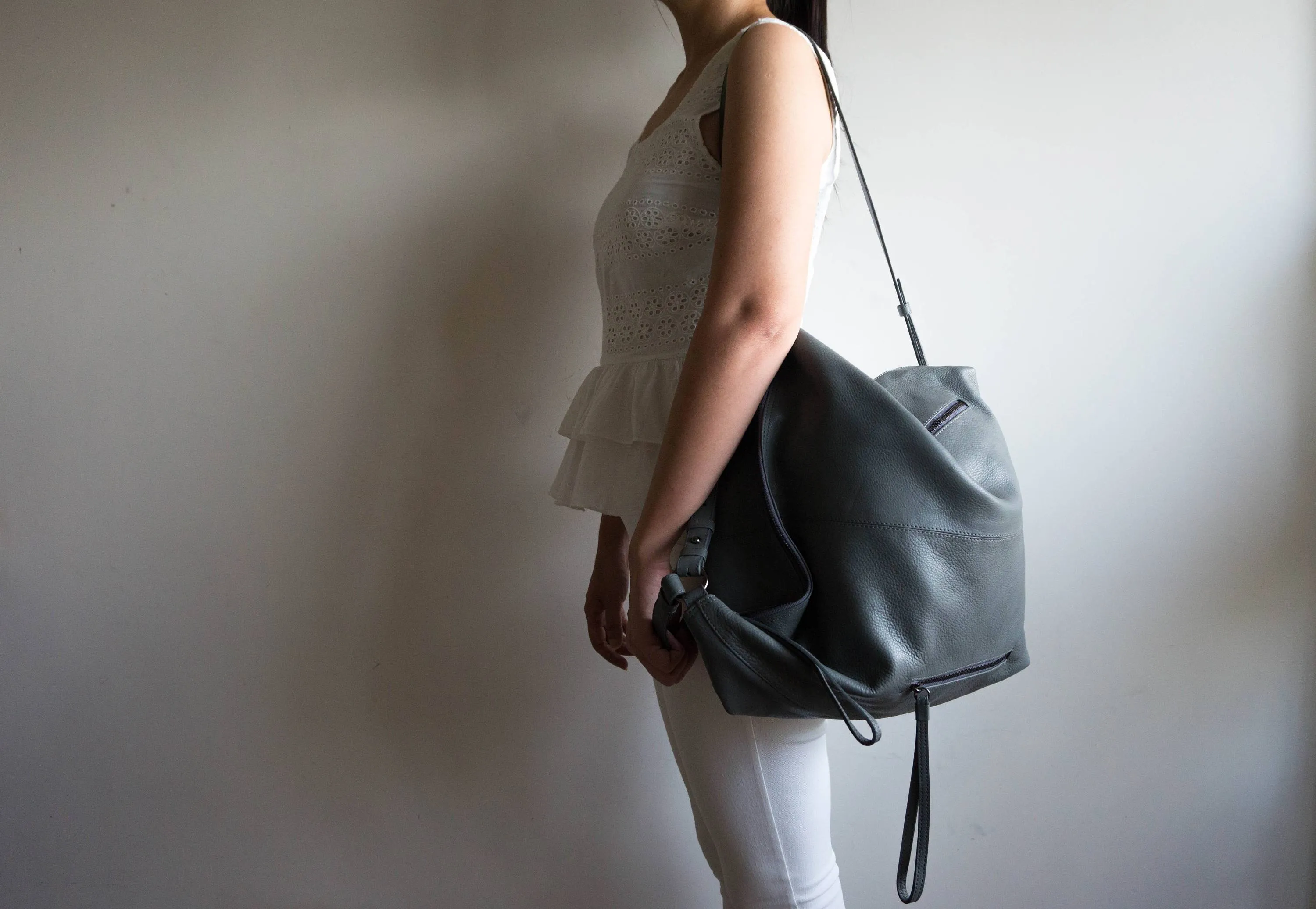 Neve Hobo Convertible Tote in Grey