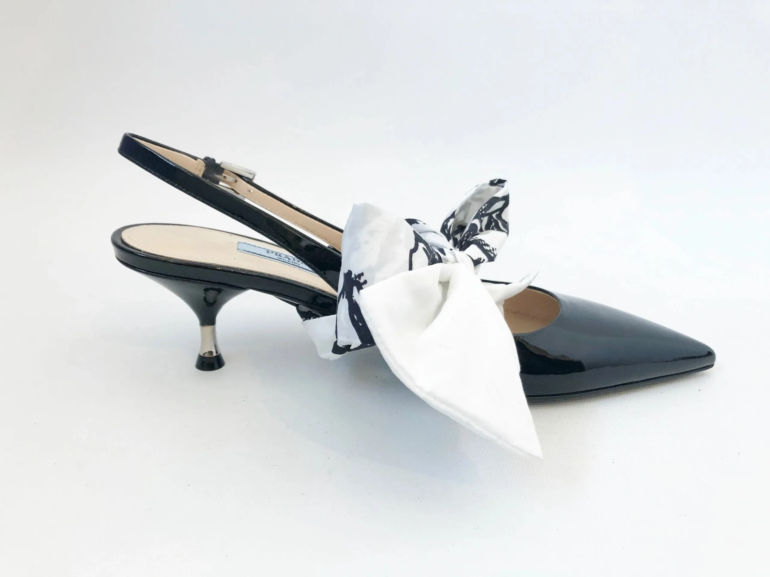 NEW Prada Bow Slingback Pump Size 37.5 It (7.5 Us)