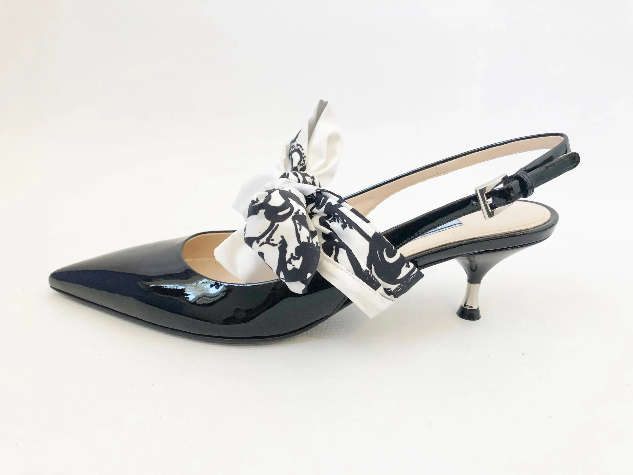 NEW Prada Bow Slingback Pump Size 37.5 It (7.5 Us)