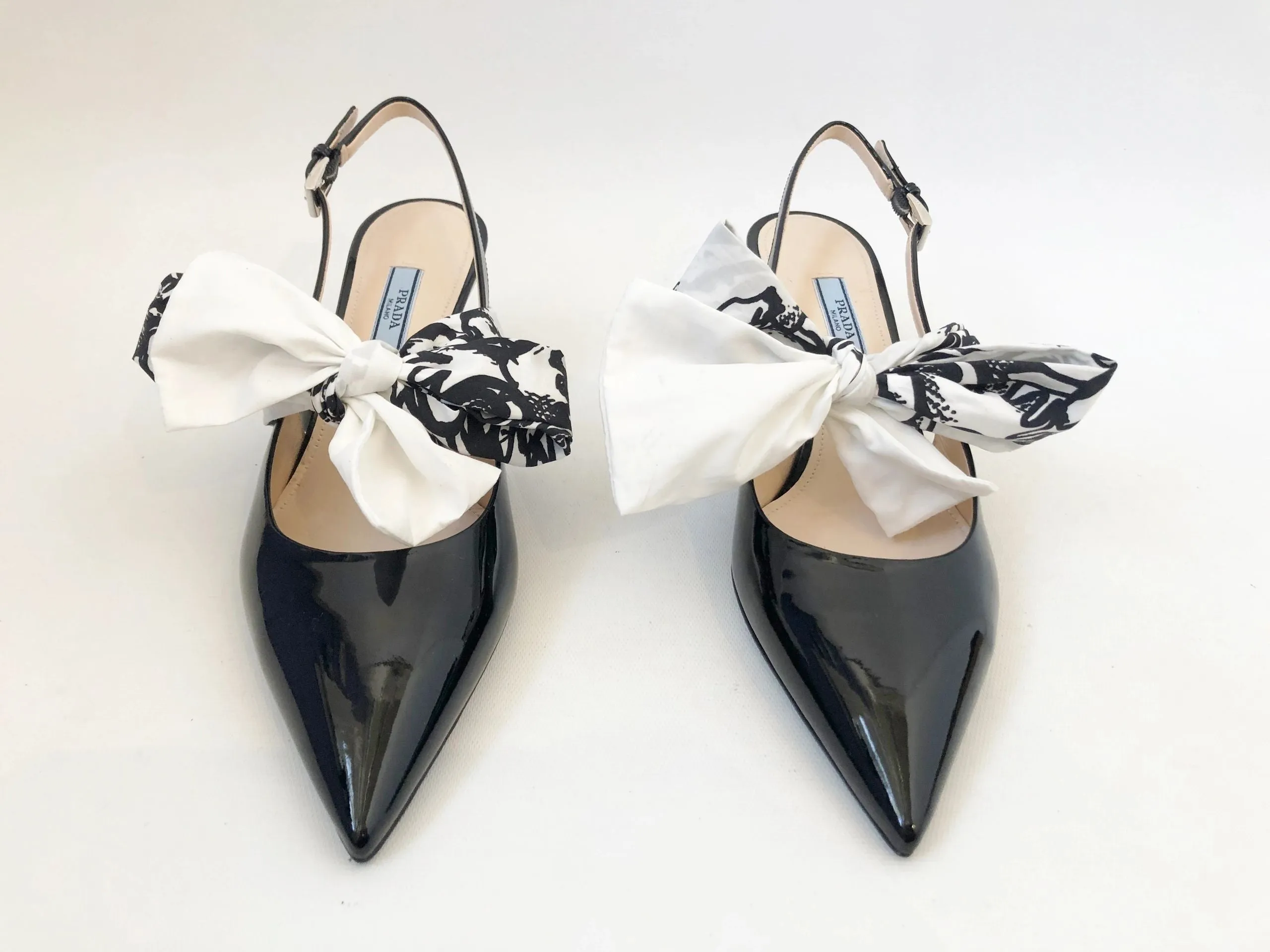 NEW Prada Bow Slingback Pump Size 37.5 It (7.5 Us)