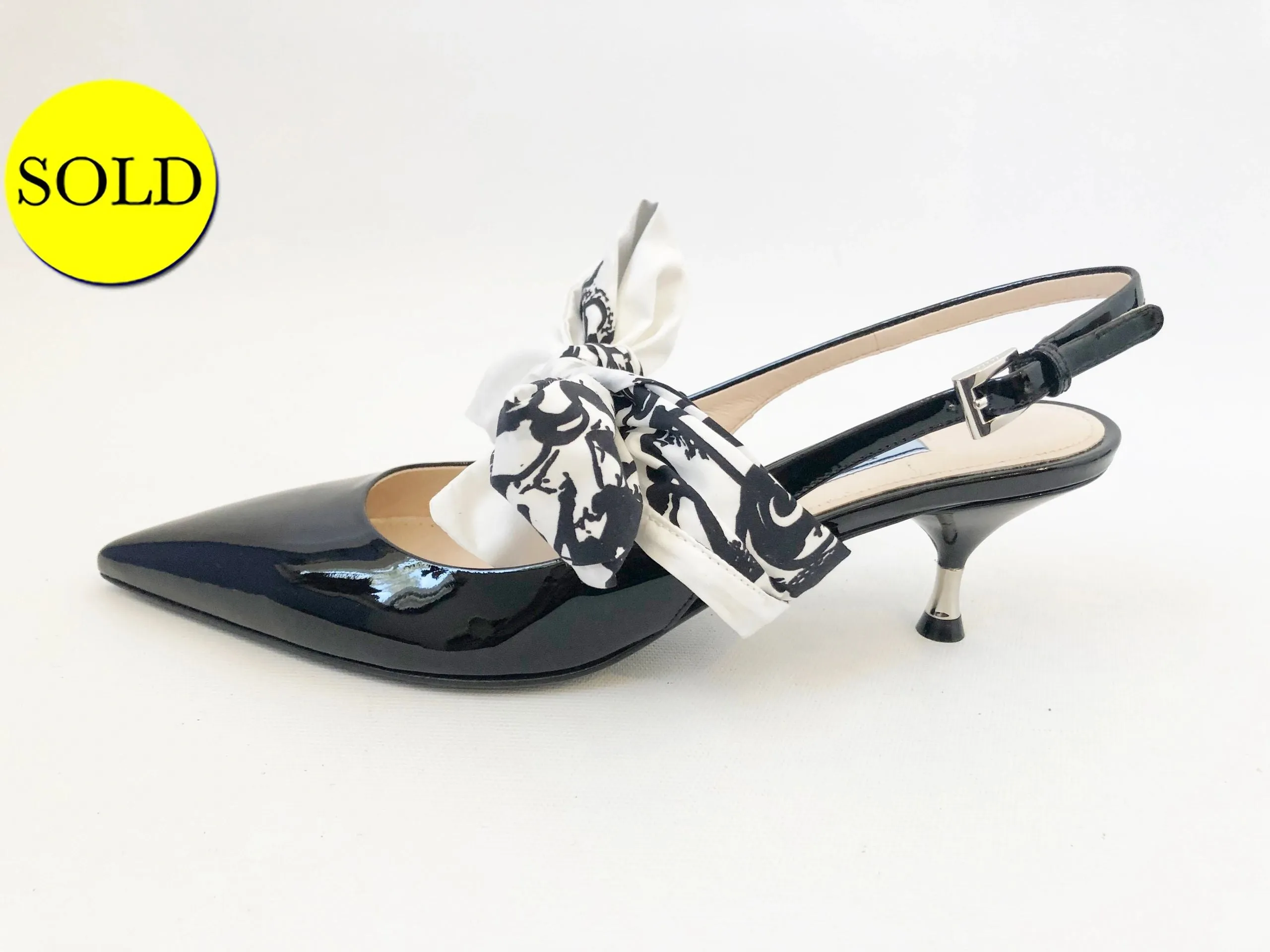 NEW Prada Bow Slingback Pump Size 37.5 It (7.5 Us)
