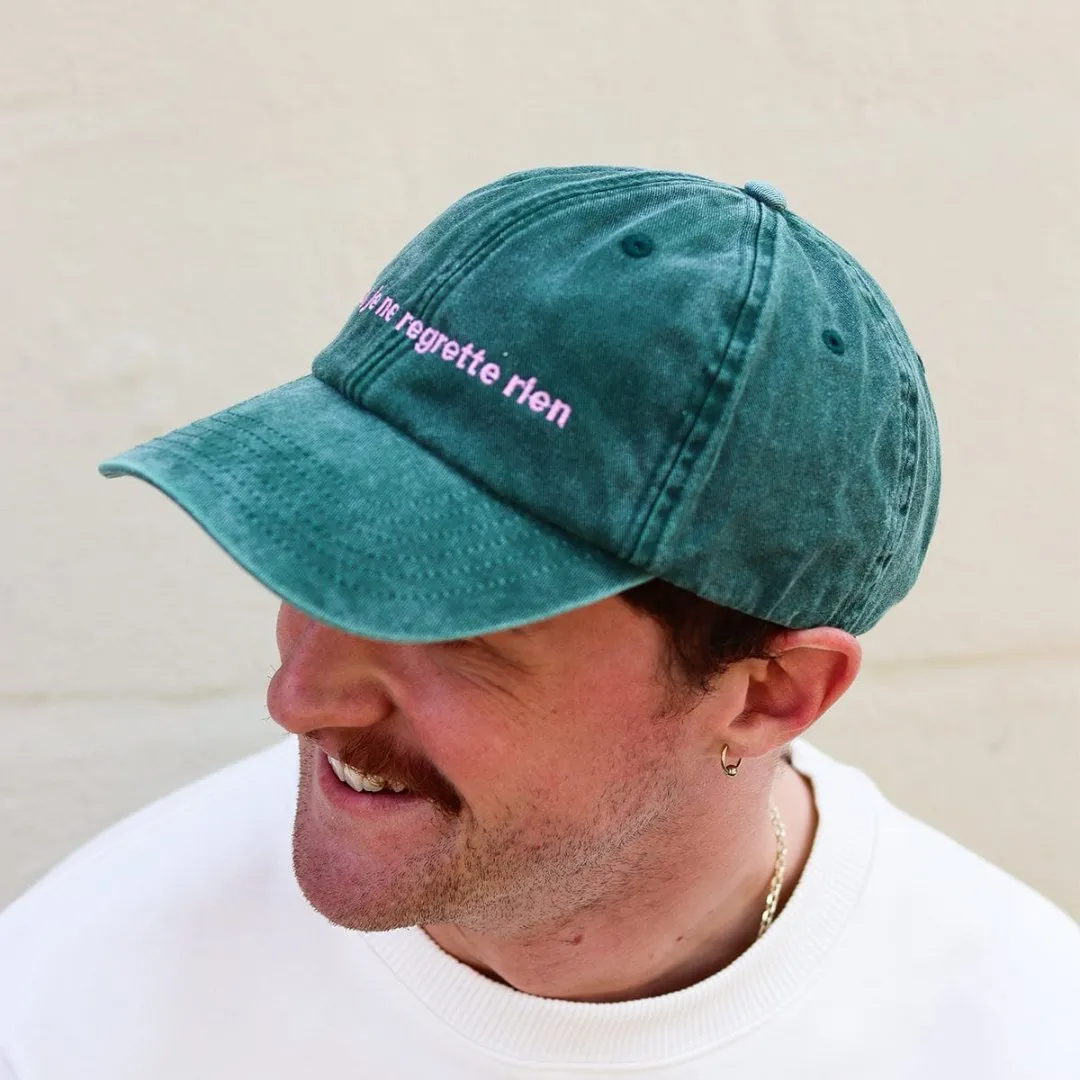 Non, Je Ne Regrette Rien Baseball Cap in Stonewash Green