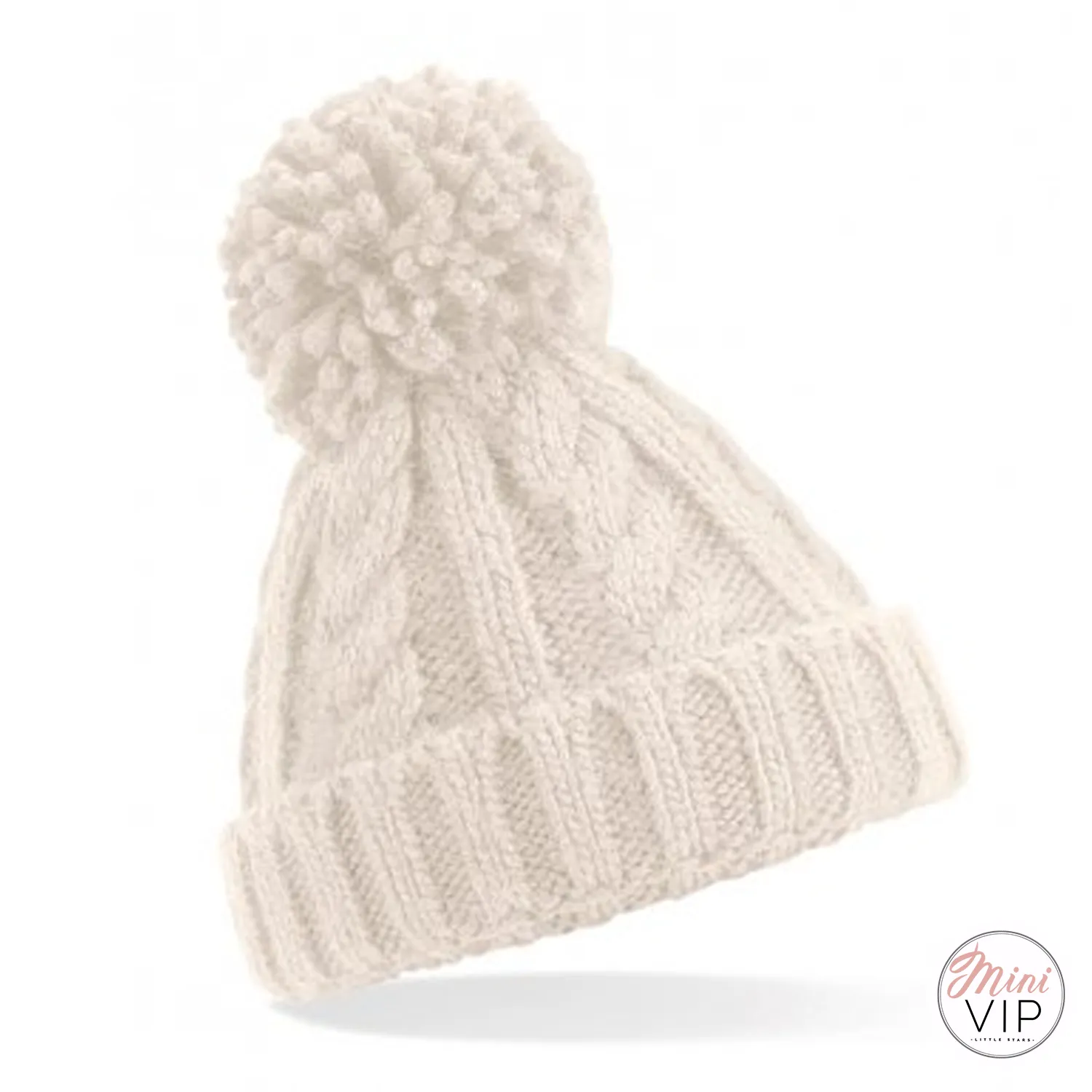 Oatmeal Cable Knit Melange Beanie Hat - Infants, Junior & Adult sizes