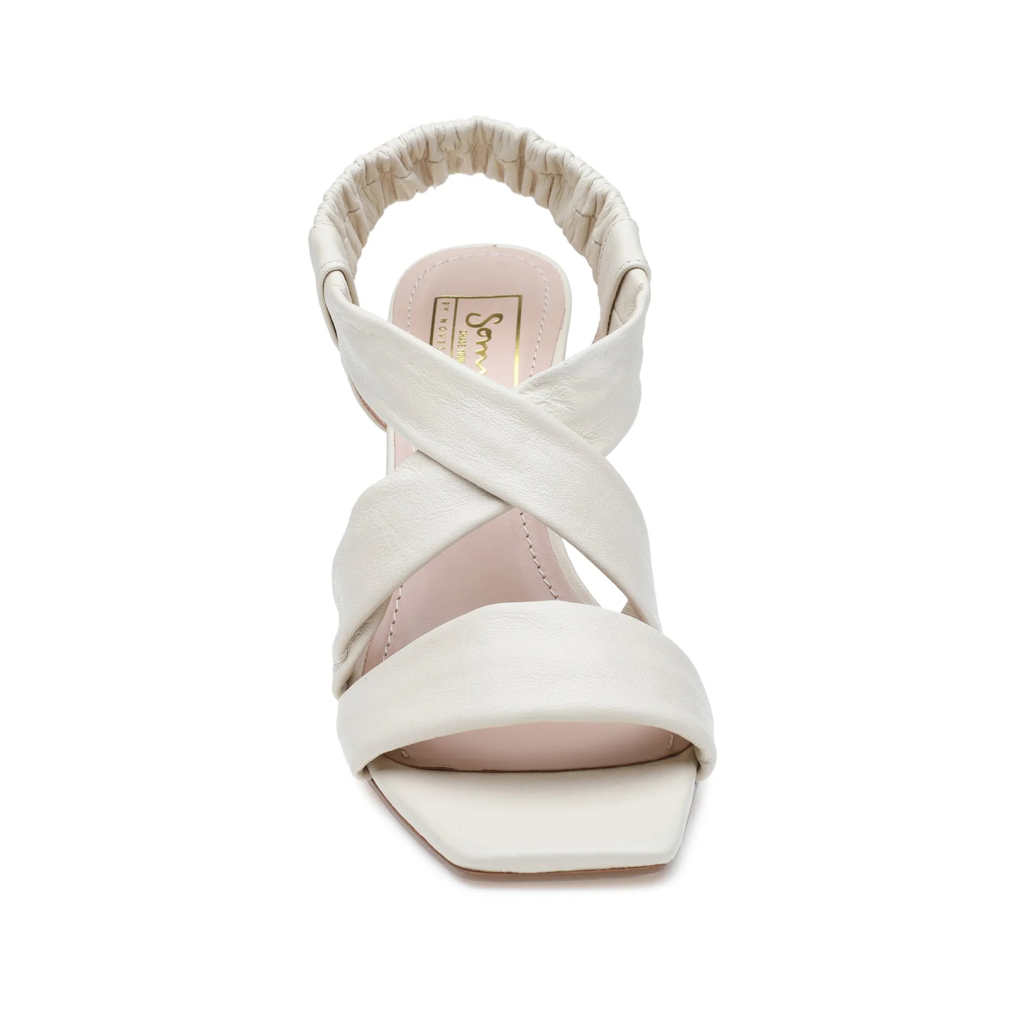 Off White Leather Cross Over Sandals