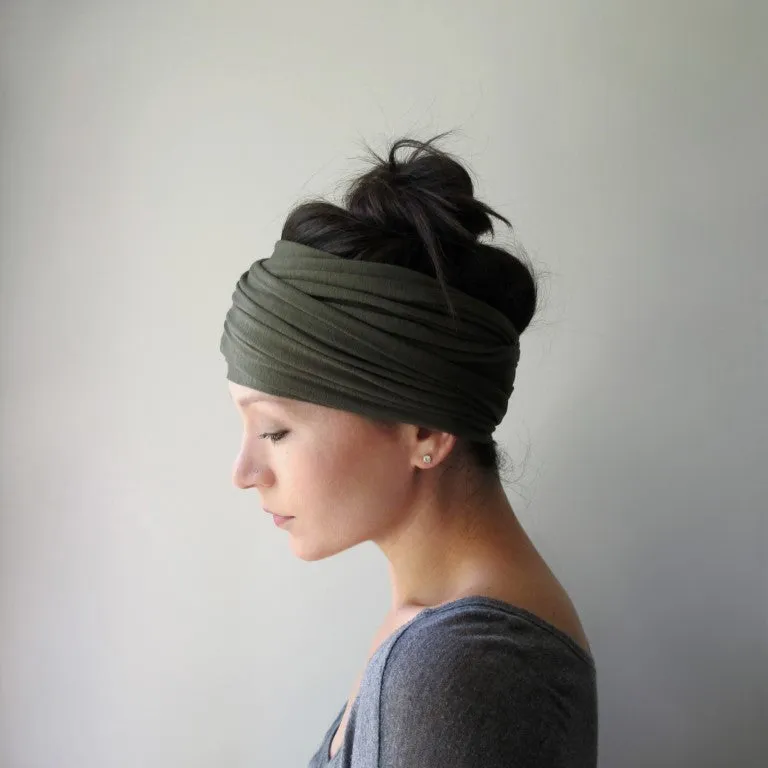 OLIVE GREEN Head Scarf
