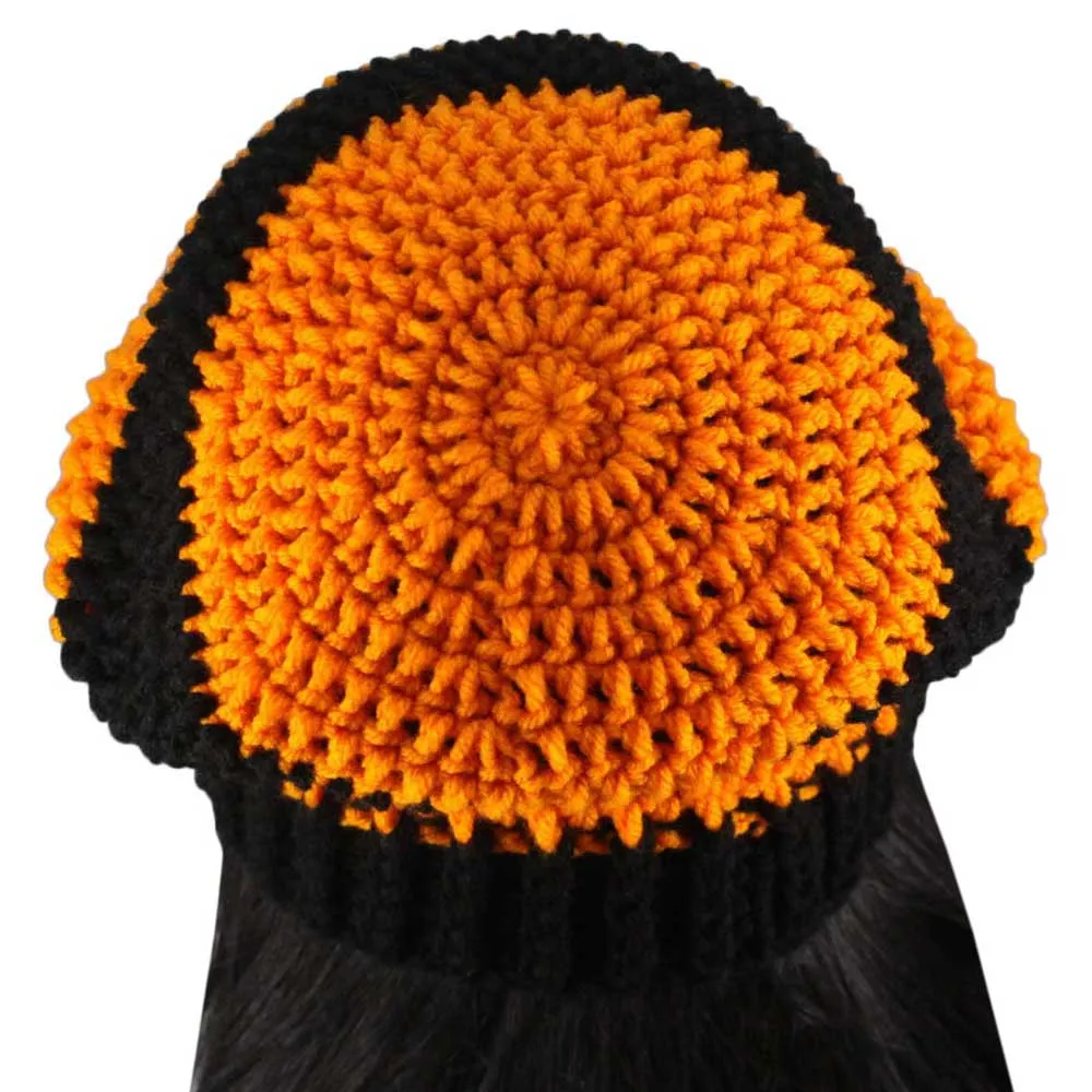 Orange and Black Crochet Beanie Hat Medium/Large - JMCH35ML