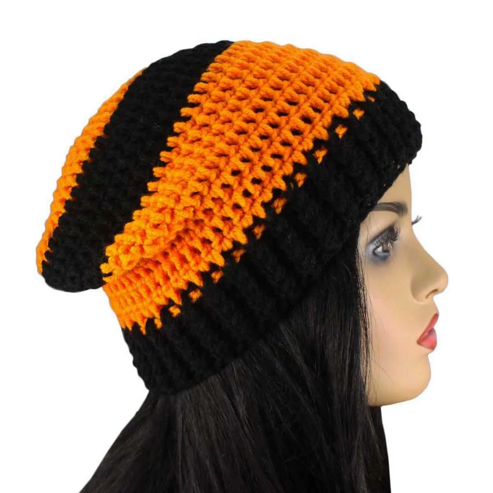 Orange and Black Crochet Beanie Hat Medium/Large - JMCH35ML