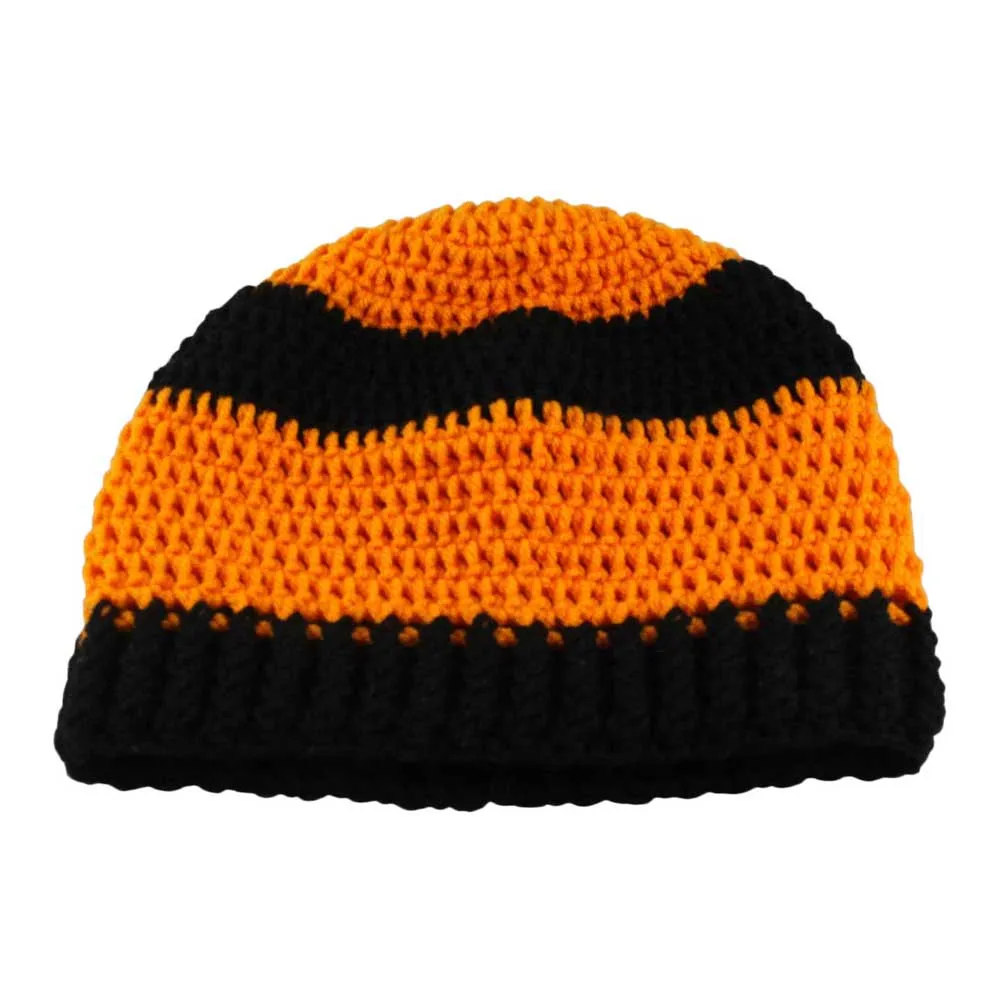 Orange and Black Crochet Beanie Hat Medium/Large - JMCH35ML